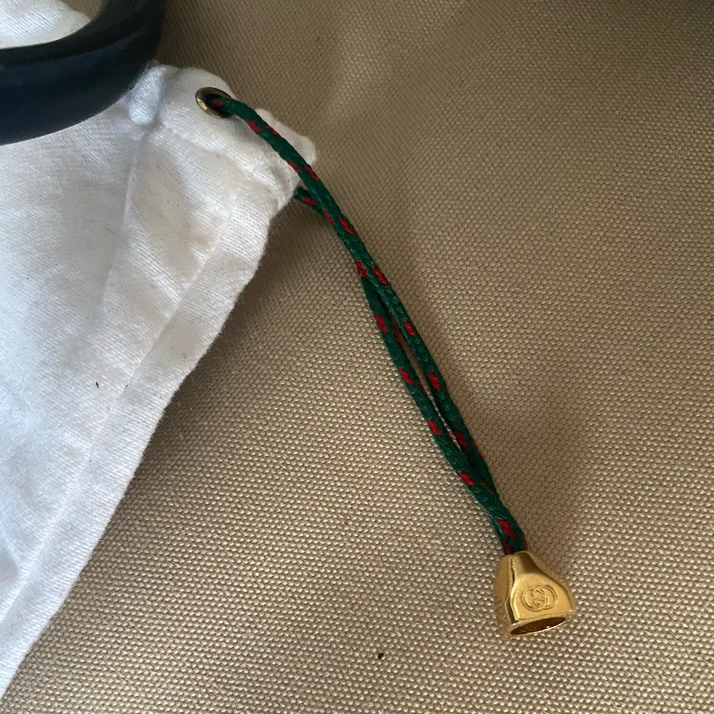 Vintage GUCCI Navy Blue Leather GG Satchel Tote - Picture 11 of 16